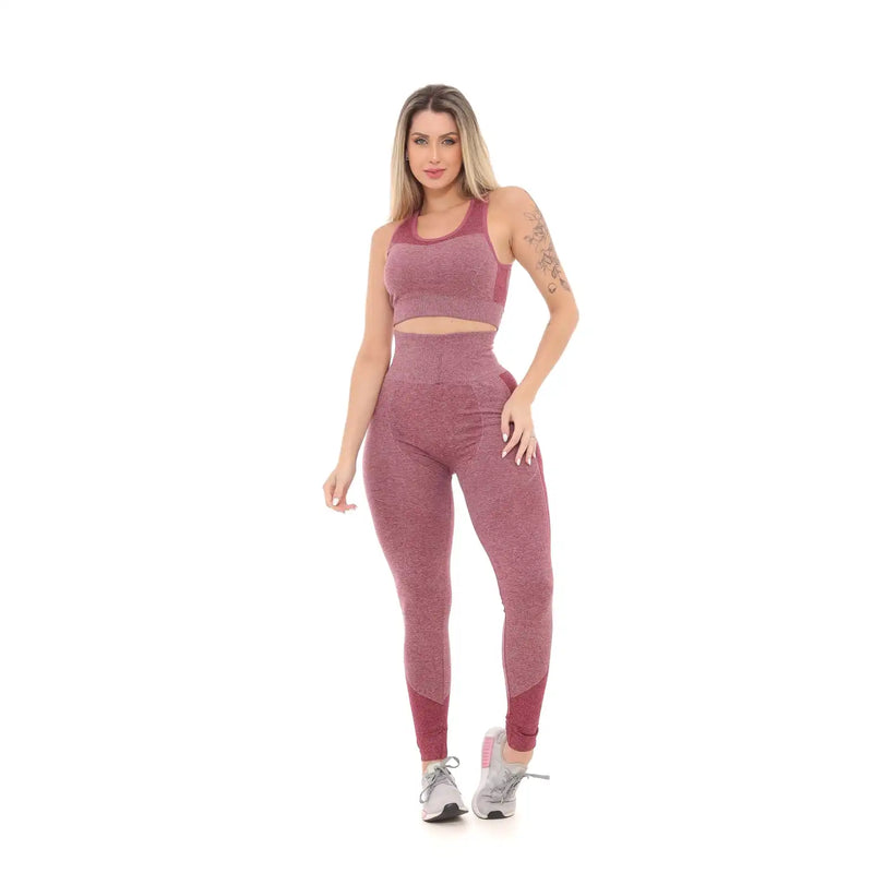 Calça Legging Academia Levanta e Empina Bumbum Fitness Feminina Cintura Alta Vermelho Marsala