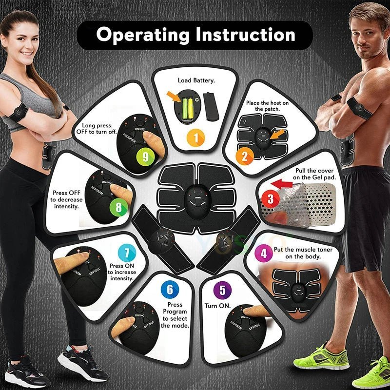 EMS Wireless Muscle Stimulator Trainer Smart Fitness Treinamento Abdominal Adesivos Elétricos para Perda de Peso Massageador Corporal Emagrecedor