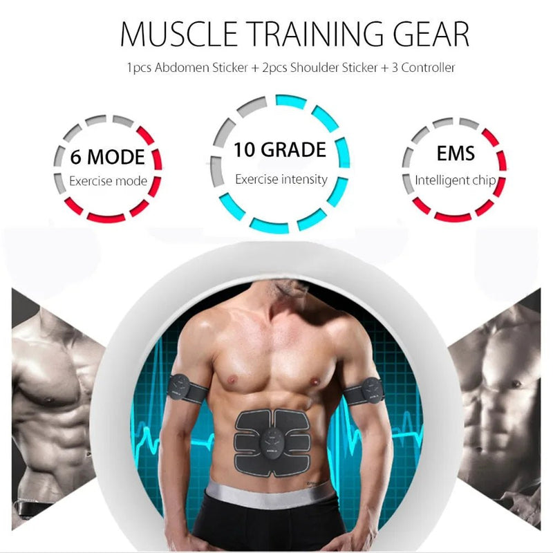 EMS Wireless Muscle Stimulator Trainer Smart Fitness Treinamento Abdominal Adesivos Elétricos para Perda de Peso Massageador Corporal Emagrecedor