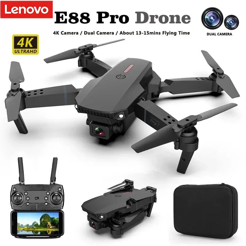 Lenovo E88 Pro Drone 4k Profissional HD 8k Rc Avião Dual-Camera Grande Angular Cabeça Remota Quadcopter Avião Brinquedo Helicóptero