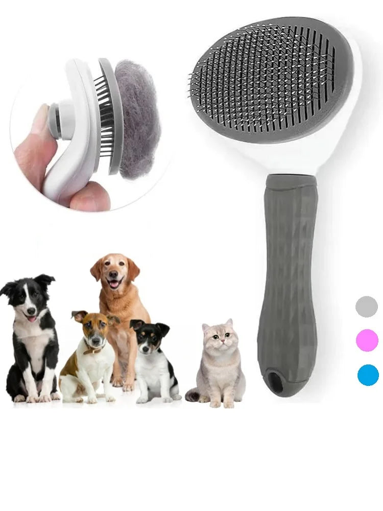 Pente autolimpante para remoção de pelos de animais de estimação, escova para gatos, pente para remoção de pelos de animais de estimação, escovas de limpeza, pentes para cães, acessórios para gatos