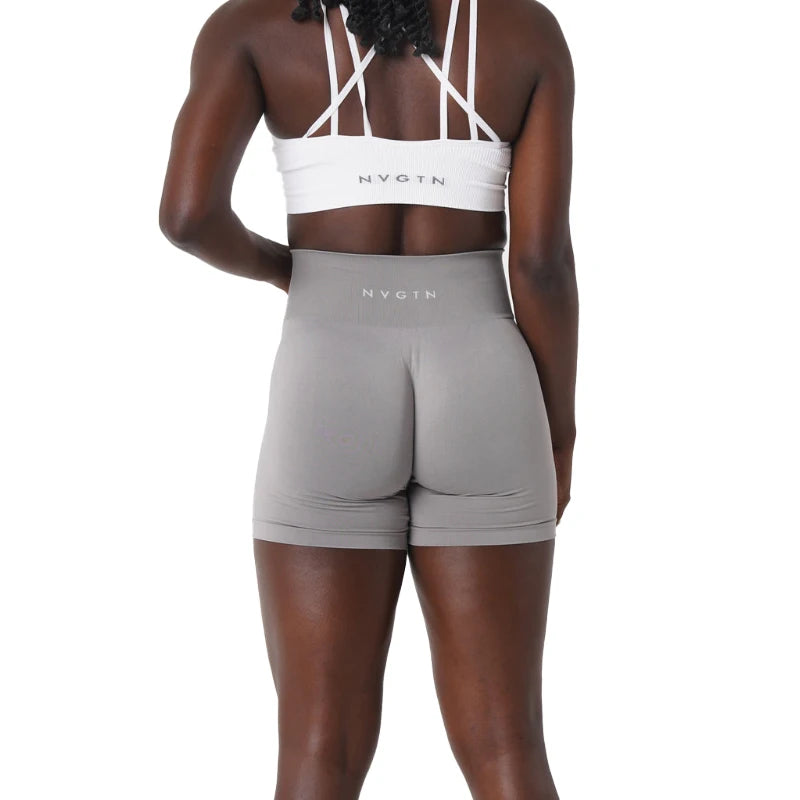 NVGTN Spandex Sólido Sem Costura Shorts Feminino Macio Treino Meias Fitness Roupas Calças de Yoga Roupas de Ginástica