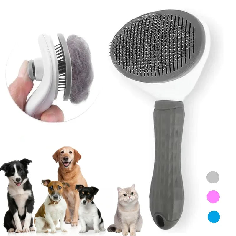 Pente autolimpante para remoção de pelos de animais de estimação, escova para gatos, pente para remoção de pelos de animais de estimação, escovas de limpeza, pentes para cães, acessórios para gatos