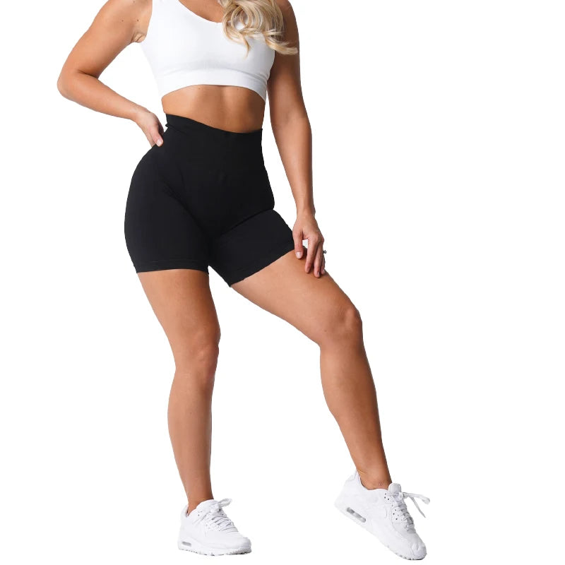 NVGTN Spandex Sólido Sem Costura Shorts Feminino Macio Treino Meias Fitness Roupas Calças de Yoga Roupas de Ginástica