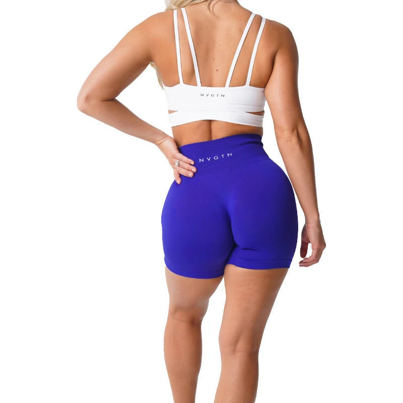 NVGTN Spandex Sólido Sem Costura Shorts Feminino Macio Treino Meias Fitness Roupas Calças de Yoga Roupas de Ginástica