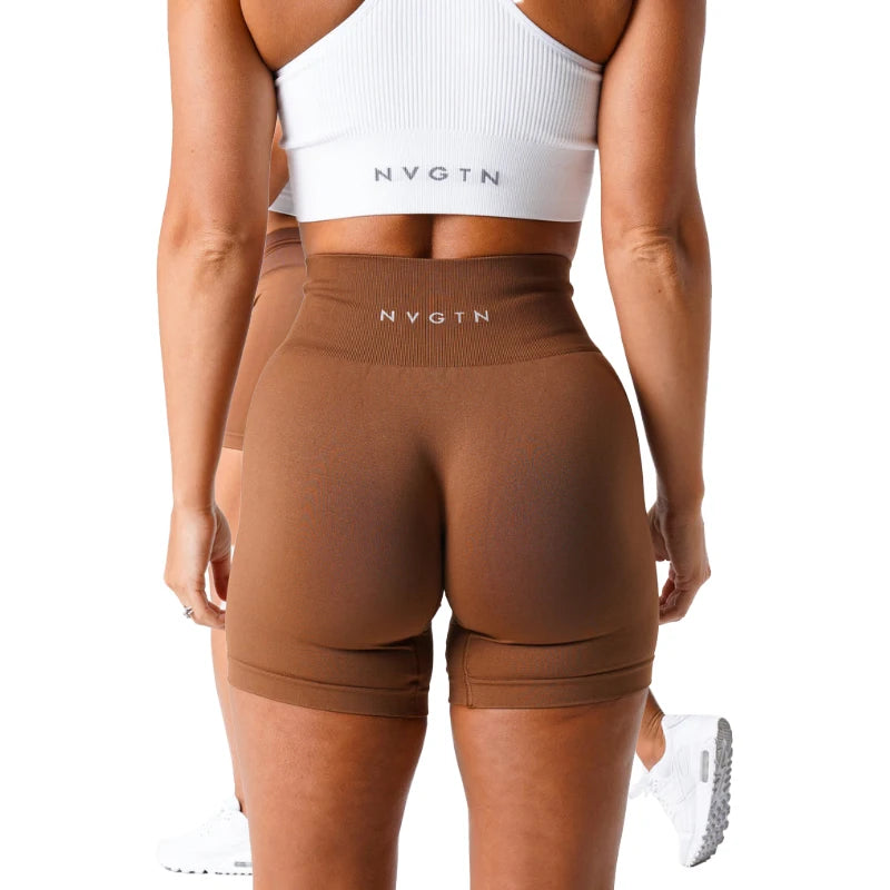 NVGTN Spandex Sólido Sem Costura Shorts Feminino Macio Treino Meias Fitness Roupas Calças de Yoga Roupas de Ginástica