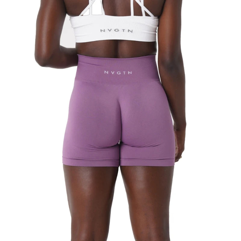 NVGTN Spandex Sólido Sem Costura Shorts Feminino Macio Treino Meias Fitness Roupas Calças de Yoga Roupas de Ginástica