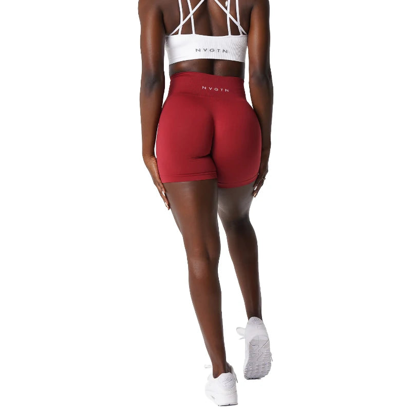 NVGTN Spandex Sólido Sem Costura Shorts Feminino Macio Treino Meias Fitness Roupas Calças de Yoga Roupas de Ginástica