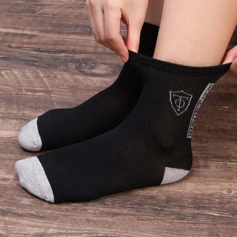 5 pares de meias esportivas de algodão respiráveis, meias masculinas de fibra de bambu, outono e inverno, meias masculinas de absorção de suor, desodorantes, meias de negócios