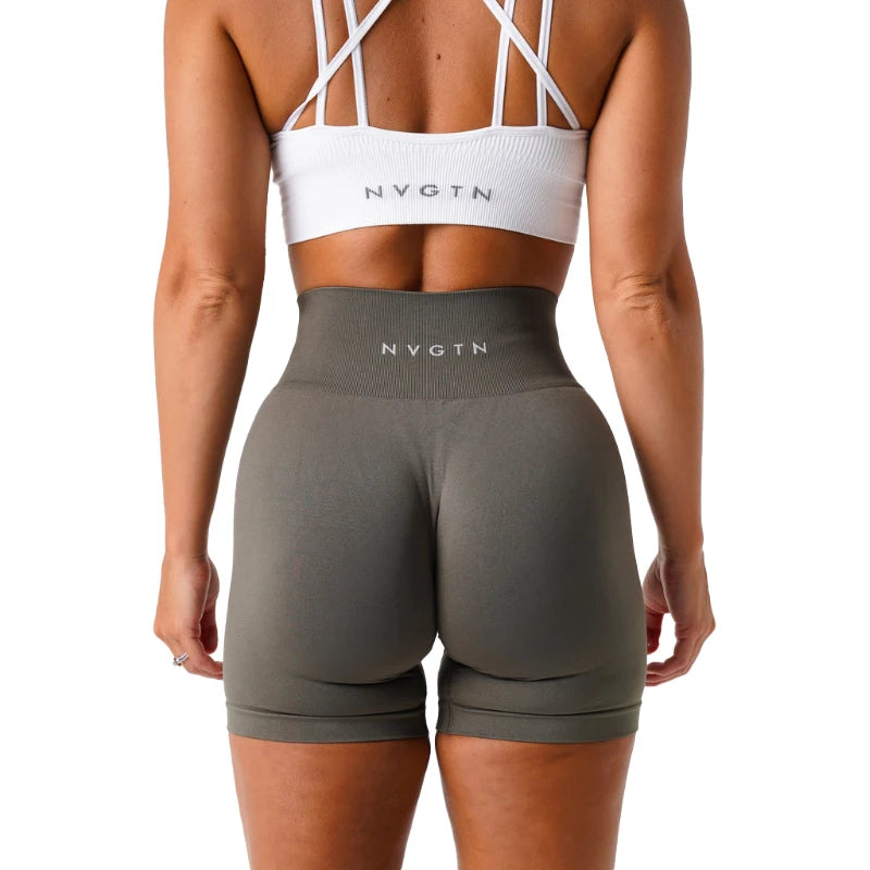 NVGTN Spandex Sólido Sem Costura Shorts Feminino Macio Treino Meias Fitness Roupas Calças de Yoga Roupas de Ginástica