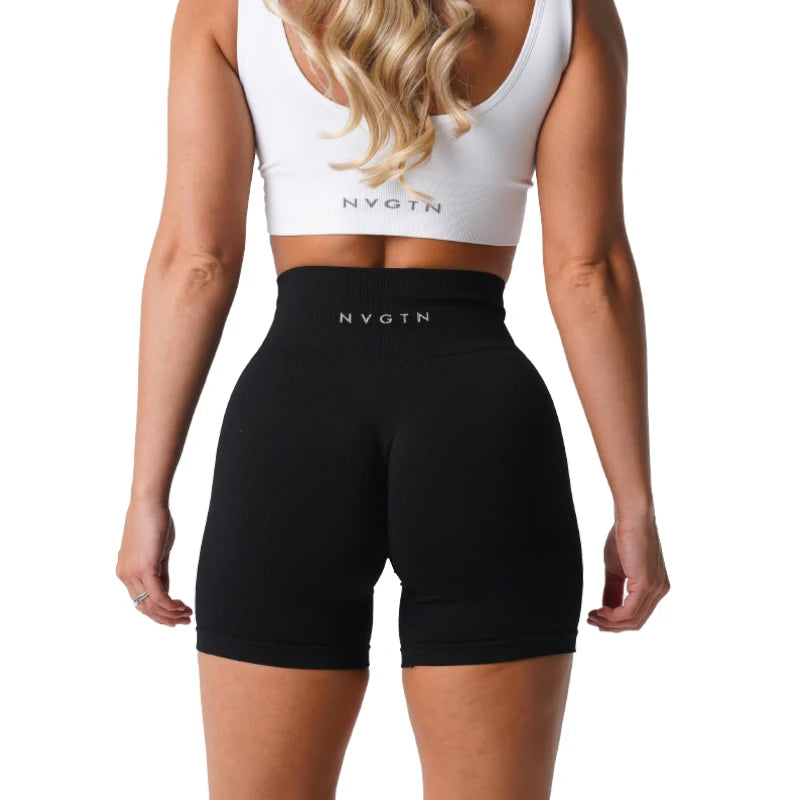 NVGTN Spandex Sólido Sem Costura Shorts Feminino Macio Treino Meias Fitness Roupas Calças de Yoga Roupas de Ginástica