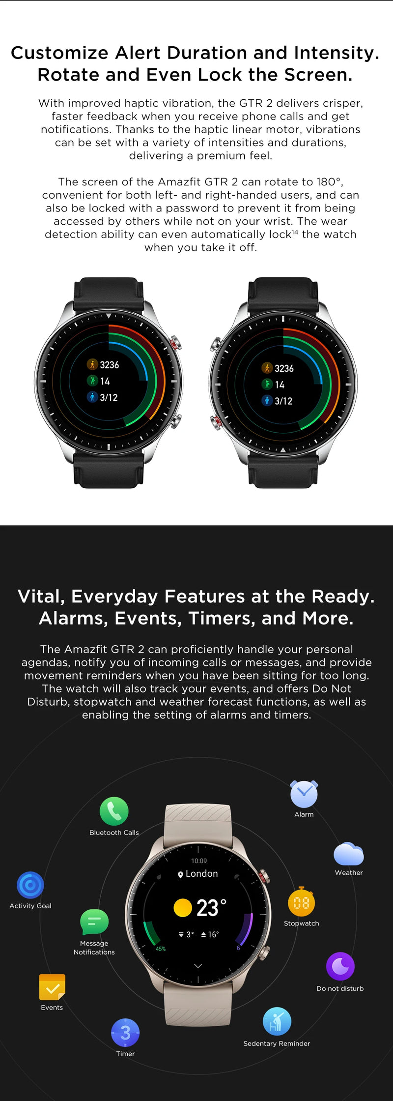 Nova versão Amazfit GTR 2 Nova versão Smartwatch Alexa Built-in Ultra-long Battery Life Smart Watch para Android IOS Phone