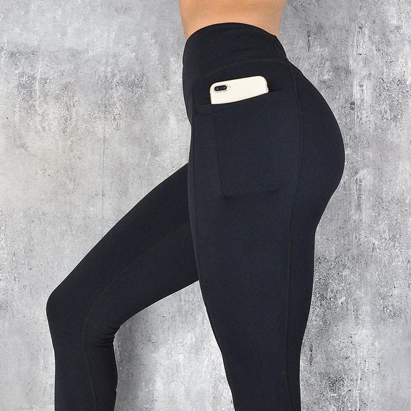 Calças leggings esportivas femininas para academia, calças de ioga com bolsos, calças de corrida fitness, calças esportivas elásticas, plus size, para academia, para mulheres