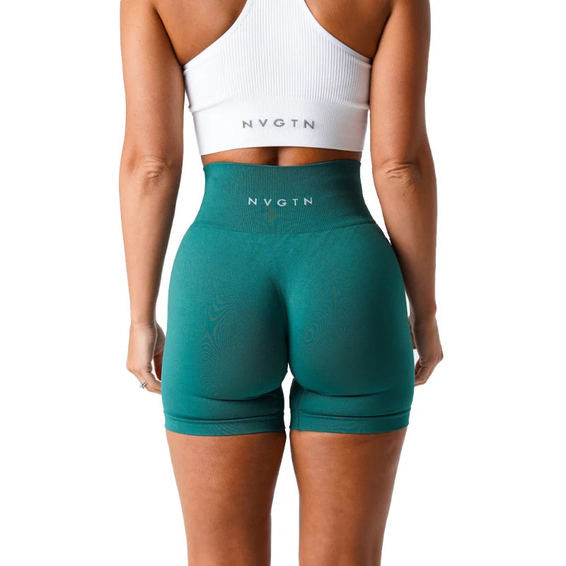 NVGTN Spandex Sólido Sem Costura Shorts Feminino Macio Treino Meias Fitness Roupas Calças de Yoga Roupas de Ginástica